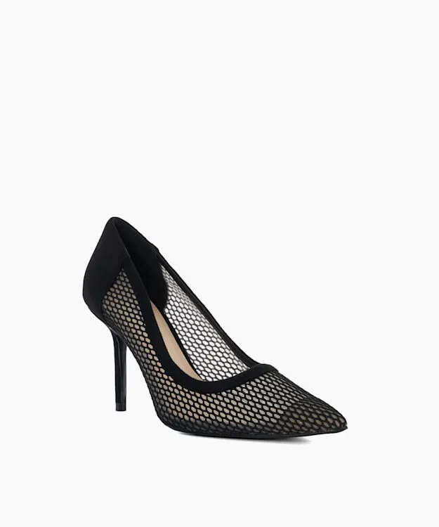 Women Dune London Heels Pointed Toe Mesh Court Shoes Black