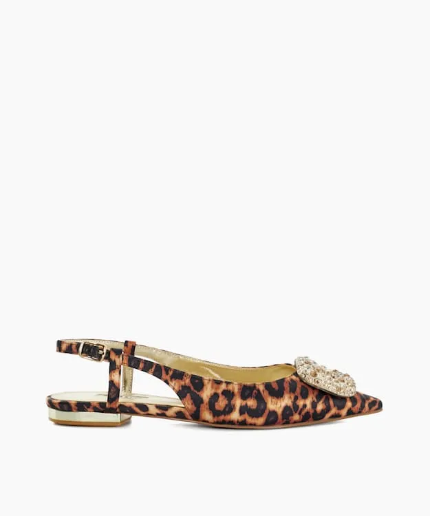 Women Dune London Heels Solitaire Sling Back Flats Animal