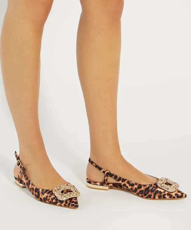 Women Dune London Heels Solitaire Sling Back Flats Animal