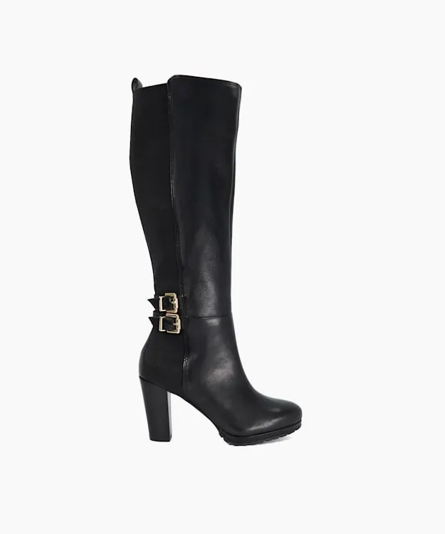 Women Dune London Knee High Boots Almond Toe Platform Knee High Boots Black