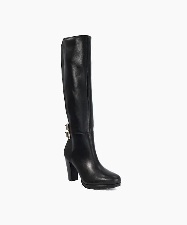 Women Dune London Knee High Boots Almond Toe Platform Knee High Boots Black