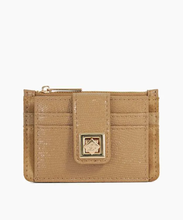 Women Dune London Purses Turn Lock Cardholder Wallet Brown