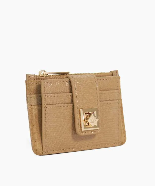 Women Dune London Purses Turn Lock Cardholder Wallet Brown
