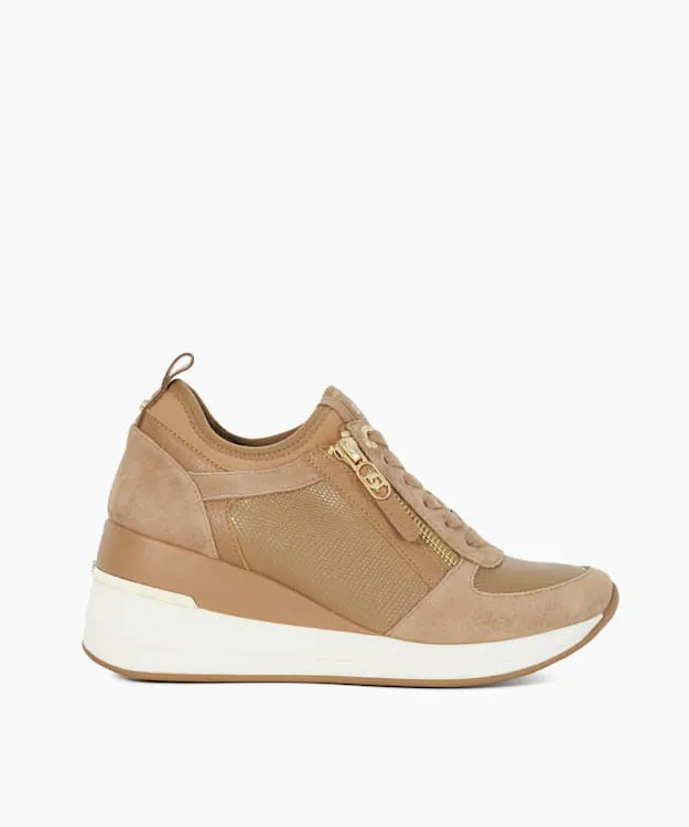 Women Dune London Trainers Lace Up Wedge Trainers Brown
