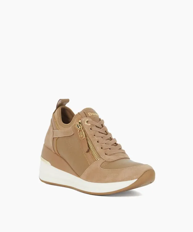 Women Dune London Trainers Lace Up Wedge Trainers Brown
