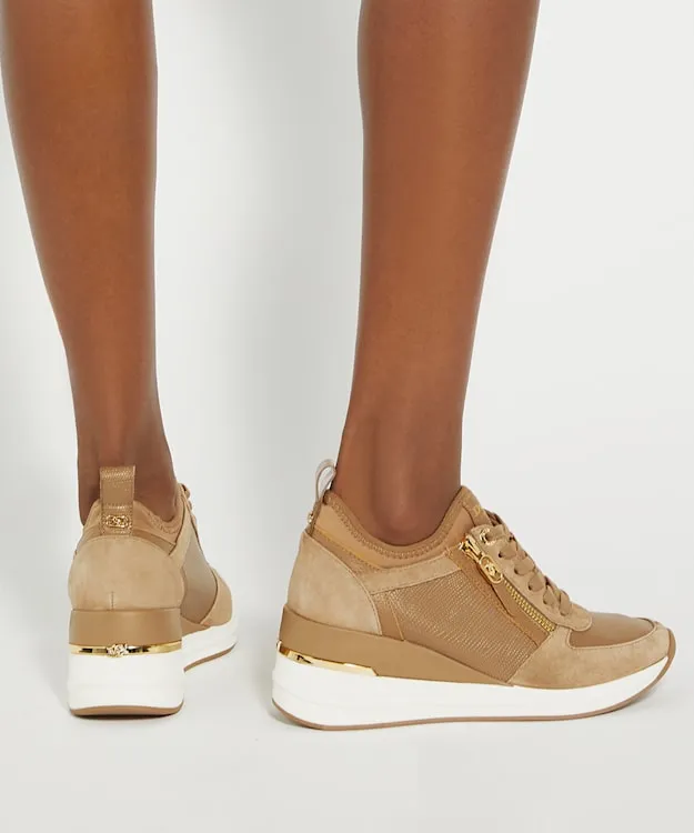 Women Dune London Trainers Lace Up Wedge Trainers Brown