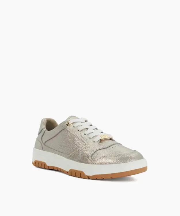 Women Dune London Trainers Perforated Lace Up Trainers Metallic