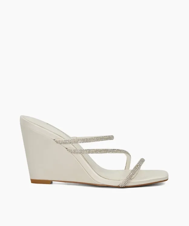 Women Dune London Wedding Shoes Diamante Embellished Wedding Wedge Heels White