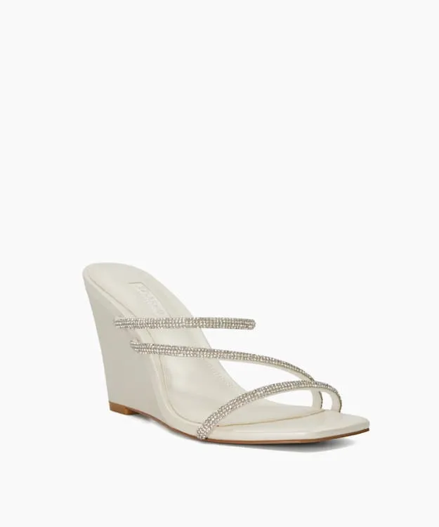 Women Dune London Wedding Shoes Diamante Embellished Wedding Wedge Heels White