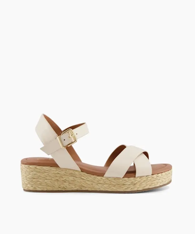 Women Dune London Wedge Sandals Woven Flatform Sandals Neutral