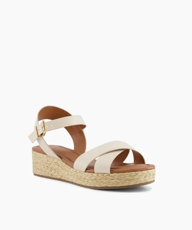 Women Dune London Wedge Sandals Woven Flatform Sandals Neutral