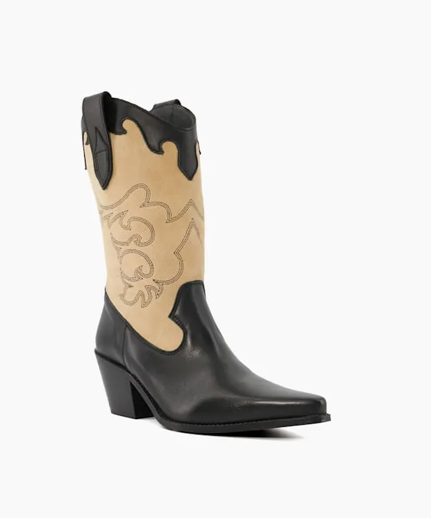 Women Dune London Western Cowboy Boots Limited Edition Long Western Boots Black