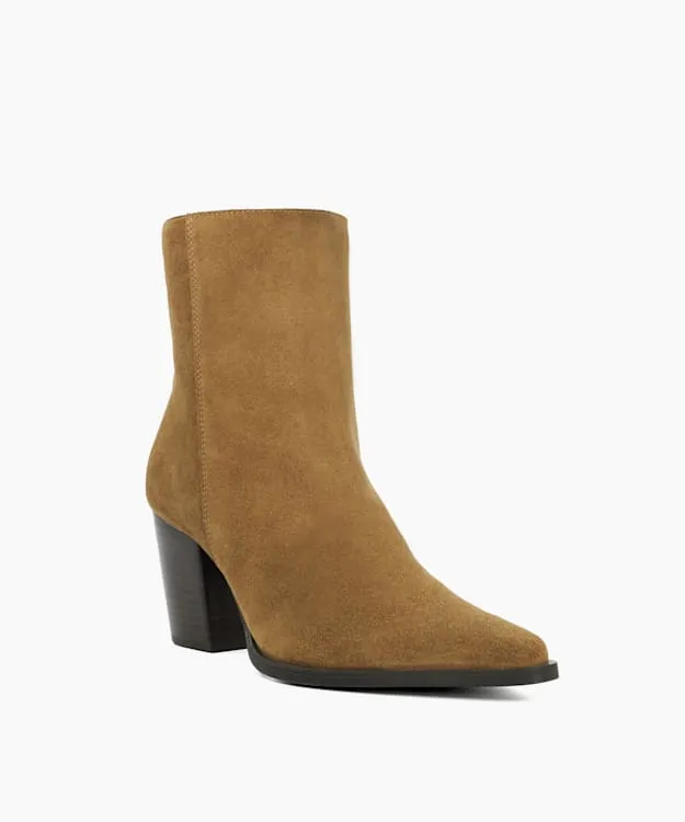 Women Dune London Western Cowboy Boots Suede Western Ankle Boots Neutral