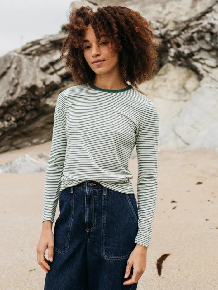 Women Eldon Long Sleeve TShirt Pine Shadowecrutea Green Finisterre Tops and Shirts