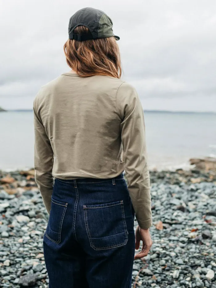 Women Eldon Long Sleeve TShirt Willow Green Finisterre Tops and Shirts