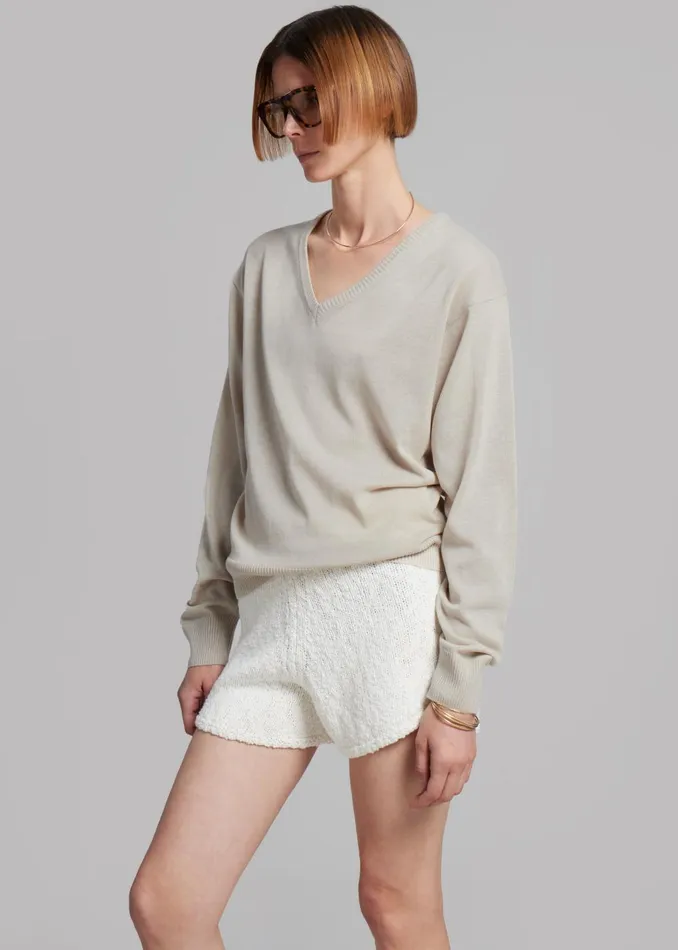 Women Eliora V Neck Sweater 8211 Beige The Frankie Shop Knitwear