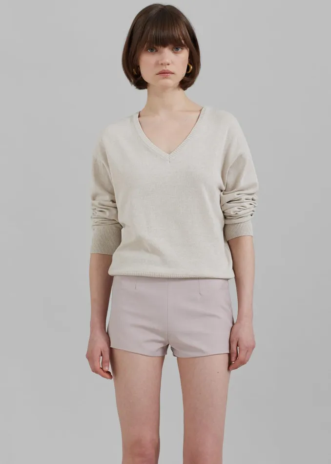 Women Eliora V Neck Sweater 8211 Beige The Frankie Shop Knitwear