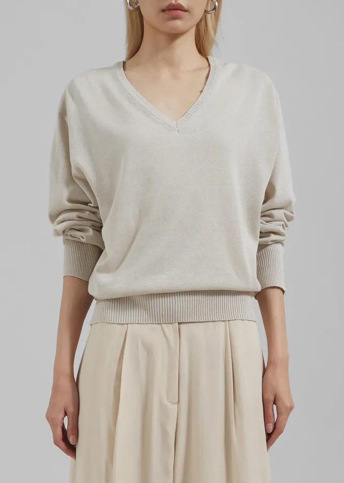 Women Eliora V Neck Sweater 8211 Beige The Frankie Shop Knitwear