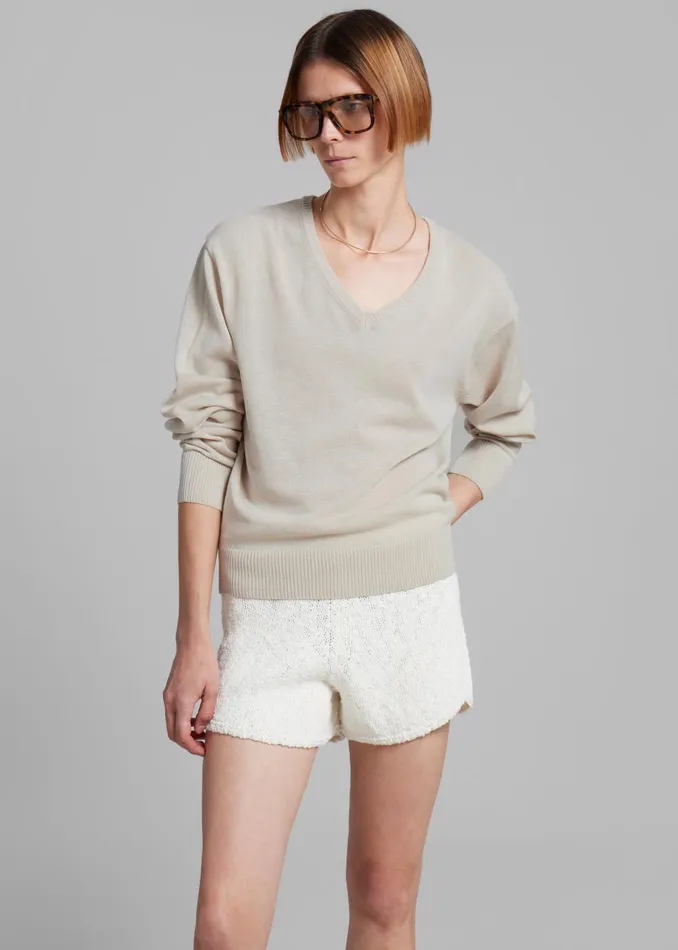 Women Eliora V Neck Sweater 8211 Beige The Frankie Shop Knitwear