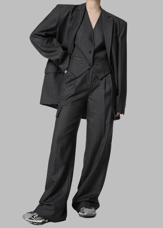 Women Elise Vest 8211 GreyWhite Pinstripe The Frankie Shop Outerwear