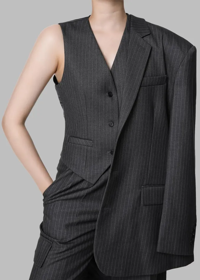 Women Elise Vest 8211 GreyWhite Pinstripe The Frankie Shop Outerwear