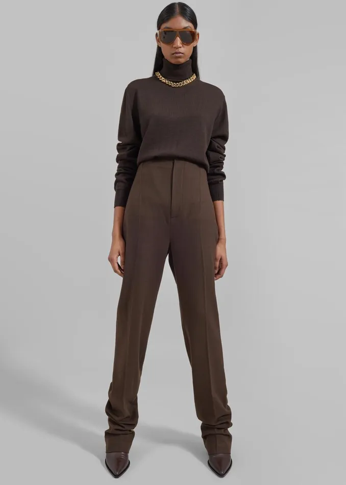 Women Eve Thin Turtleneck Sweater 8211 Dark Brown The Frankie Shop Knitwear