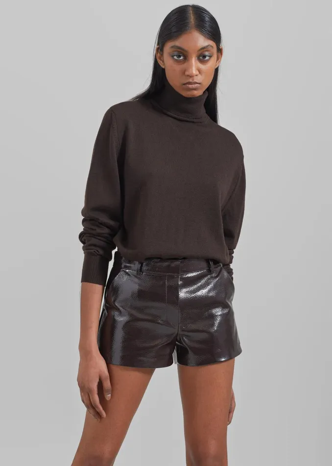 Women Eve Thin Turtleneck Sweater 8211 Dark Brown The Frankie Shop Knitwear