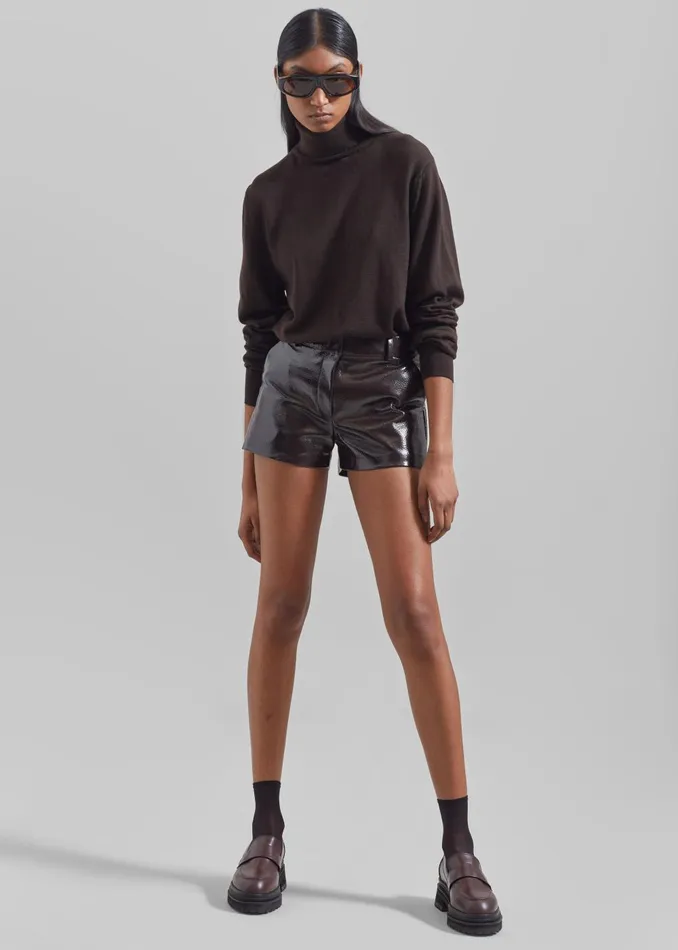 Women Eve Thin Turtleneck Sweater 8211 Dark Brown The Frankie Shop Knitwear
