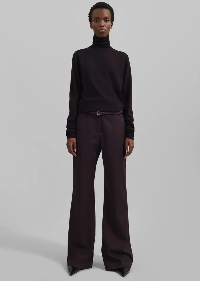 Women Eve Thin Turtleneck Sweater 8211 Dark Plum The Frankie Shop Knitwear
