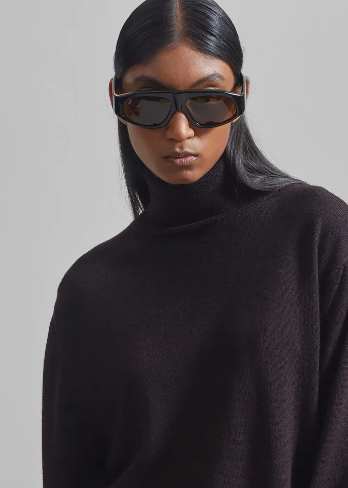 Women Eve Thin Turtleneck Sweater 8211 Dark Plum The Frankie Shop Knitwear
