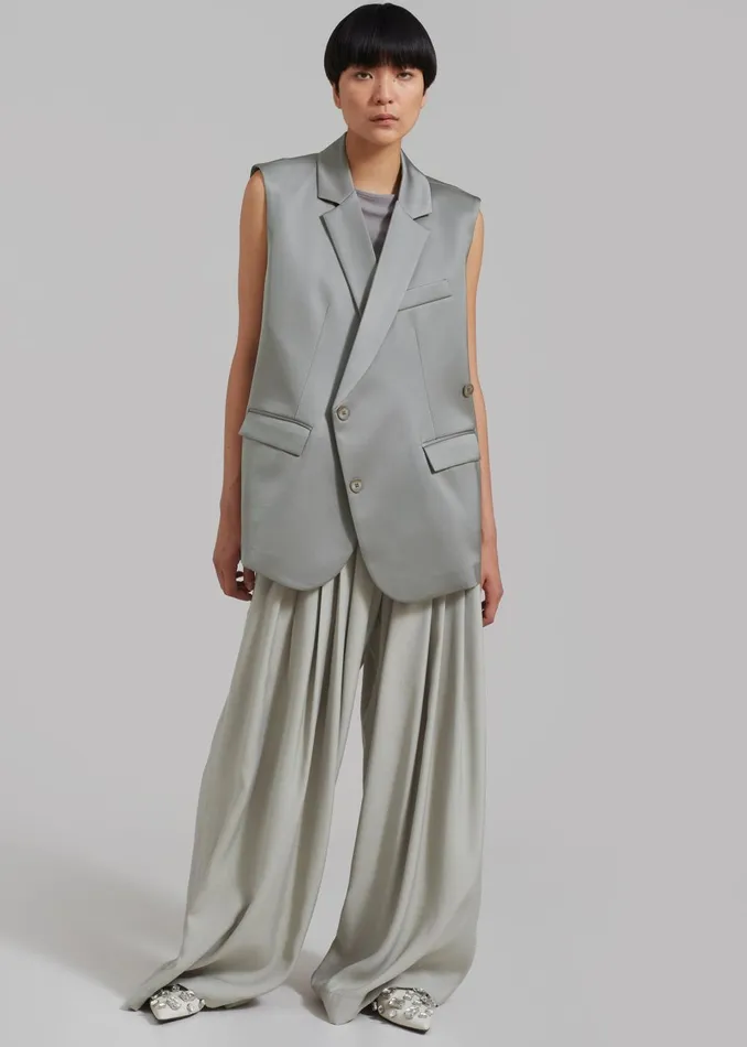 Women Everly Satin Vest 8211 Eucalyptus The Frankie Shop Outerwear