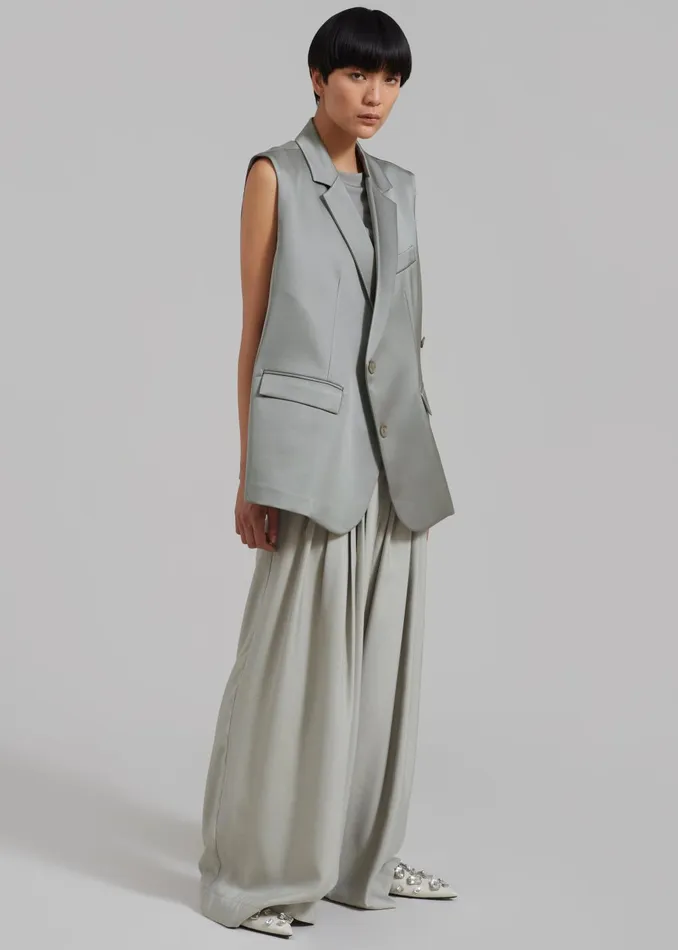 Women Everly Satin Vest 8211 Eucalyptus The Frankie Shop Outerwear