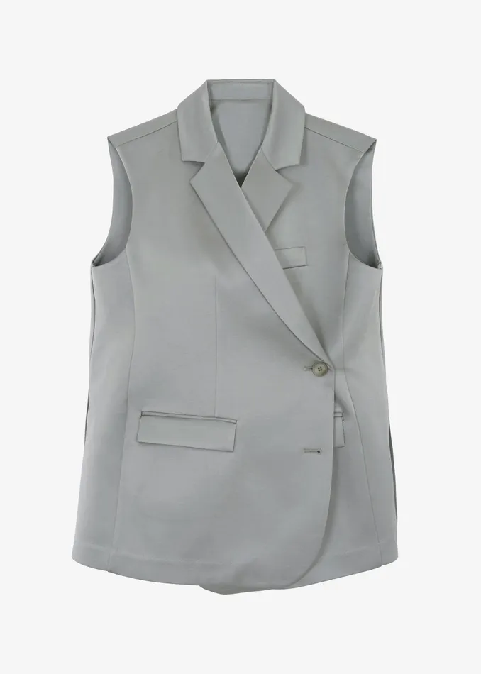 Women Everly Satin Vest 8211 Eucalyptus The Frankie Shop Outerwear
