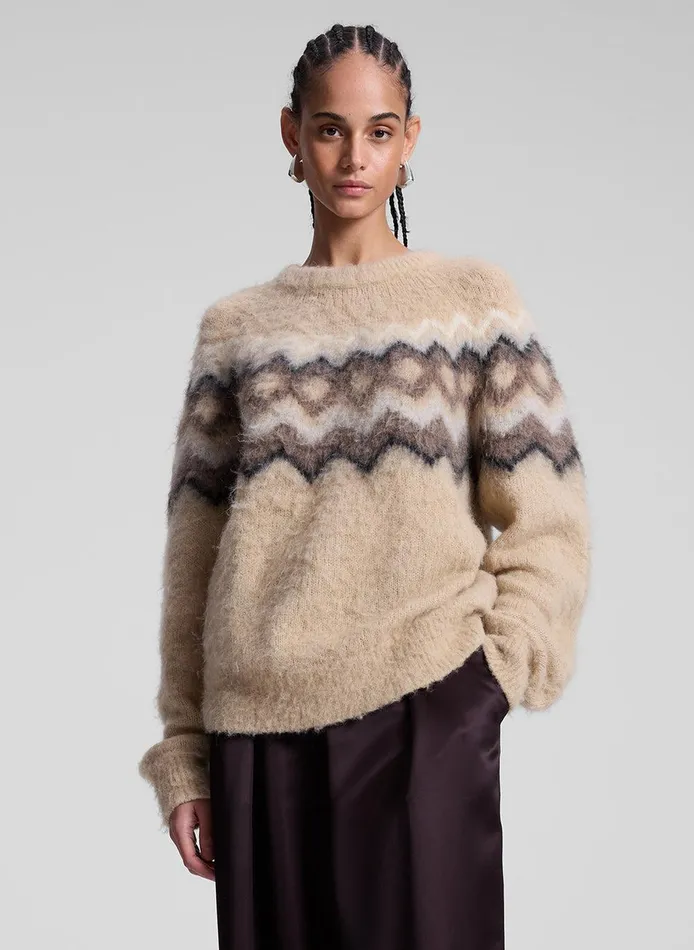 Women Ezra Fairisle Sweater Dark Taupe Multi ALC Knitwear