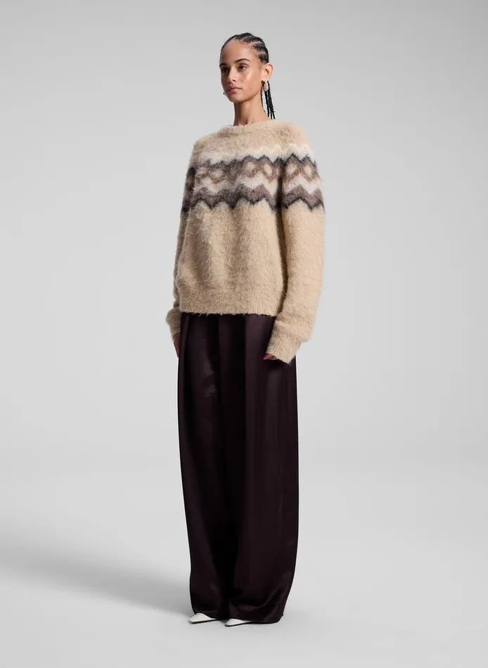 Women Ezra Fairisle Sweater Dark Taupe Multi ALC Knitwear