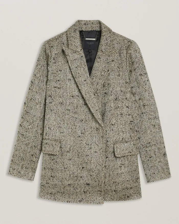 Women FELIOH 8211 Oversized Herringbone Blazer Jacket Natural Ted Baker Coats and Jackets