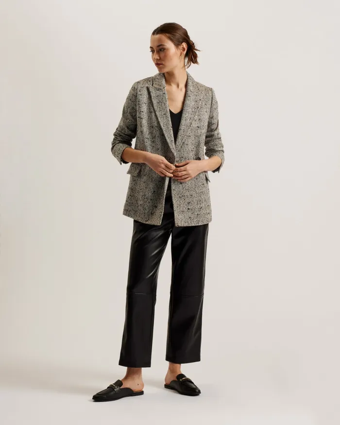 Women FELIOH 8211 Oversized Herringbone Blazer Jacket Natural Ted Baker Coats and Jackets