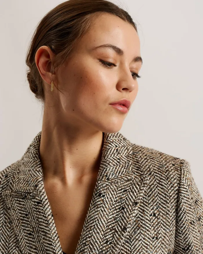 Women FELIOH 8211 Oversized Herringbone Blazer Jacket Natural Ted Baker Coats and Jackets