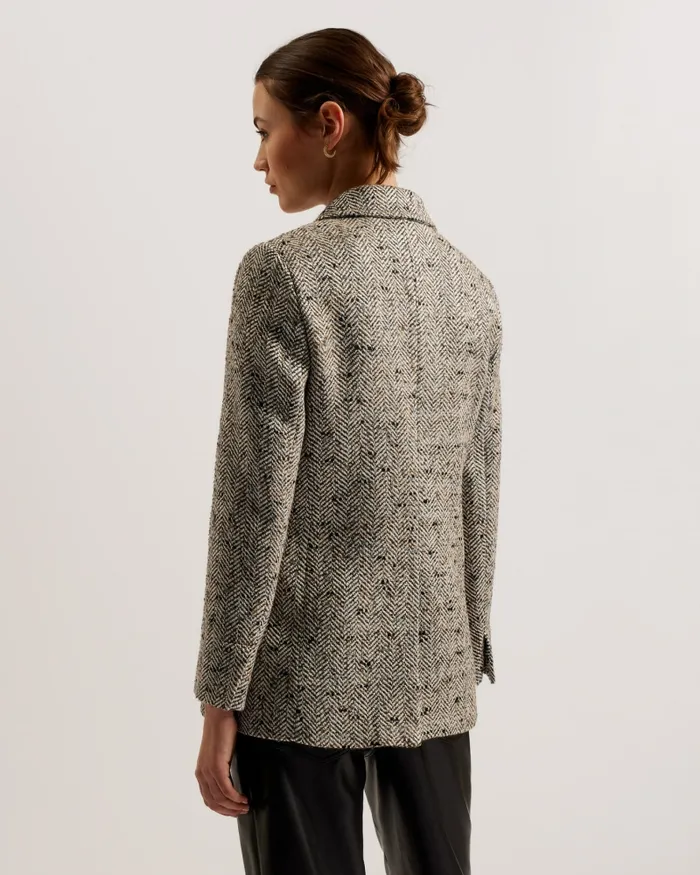 Women FELIOH 8211 Oversized Herringbone Blazer Jacket Natural Ted Baker Coats and Jackets