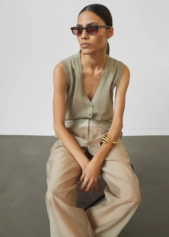 Women Fern Vest 8211 Beige The Frankie Shop Knitwear