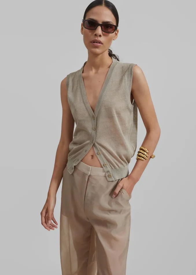 Women Fern Vest 8211 Beige The Frankie Shop Knitwear