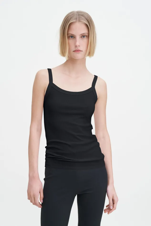 Women Fine Rib Singlet Black Filippa K Tops
