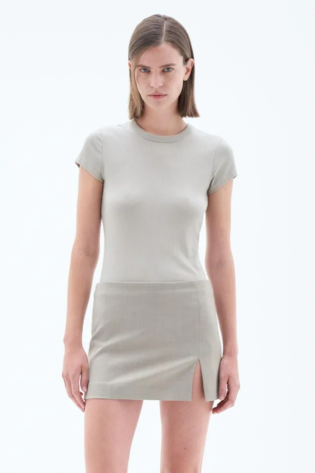 Women Fine Rib Tee Light Sage Filippa K Tops