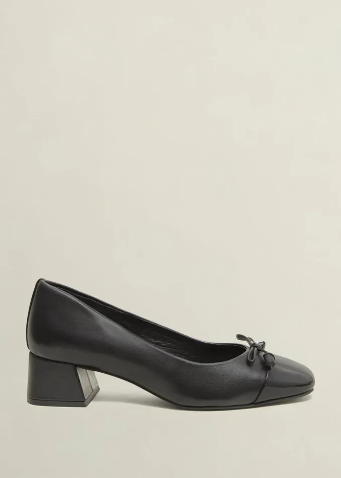 Women Flats Hobbs Andie Heeled Leather Ballerinas Black