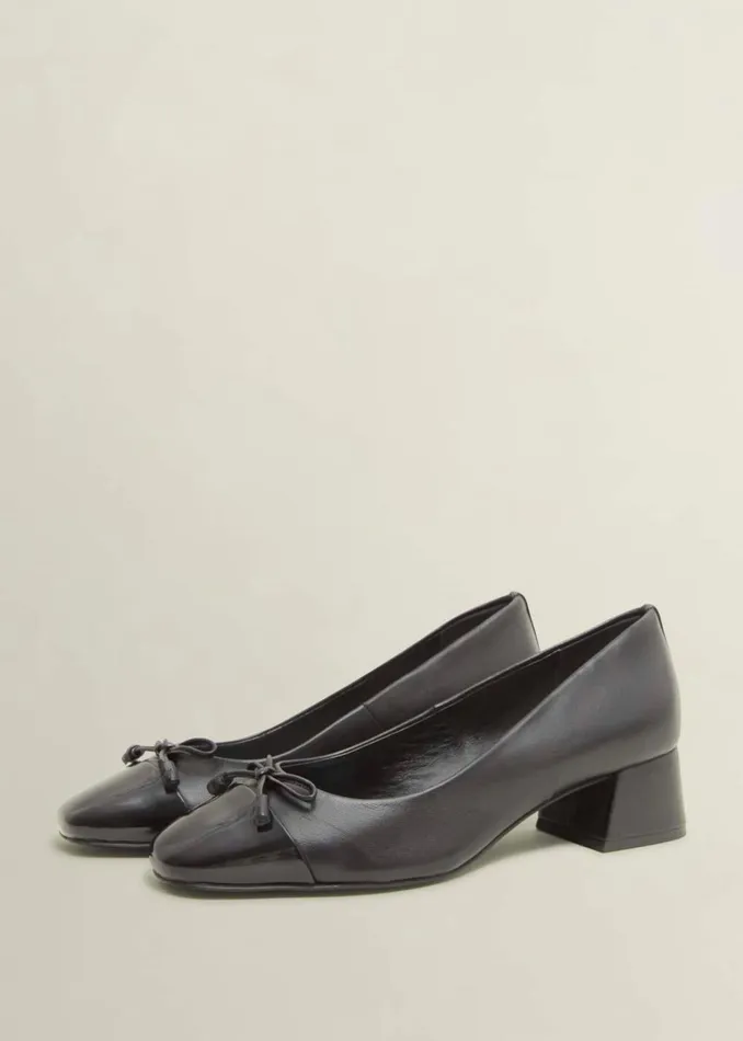 Women Flats Hobbs Andie Heeled Leather Ballerinas Black