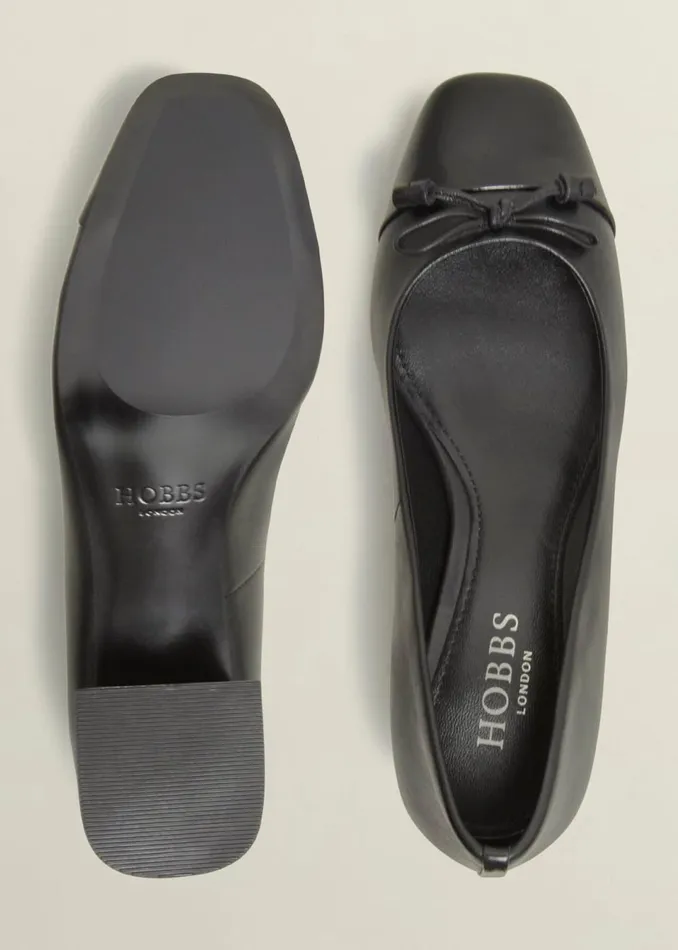 Women Flats Hobbs Andie Heeled Leather Ballerinas Black