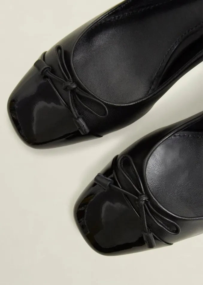 Women Flats Hobbs Andie Heeled Leather Ballerinas Black