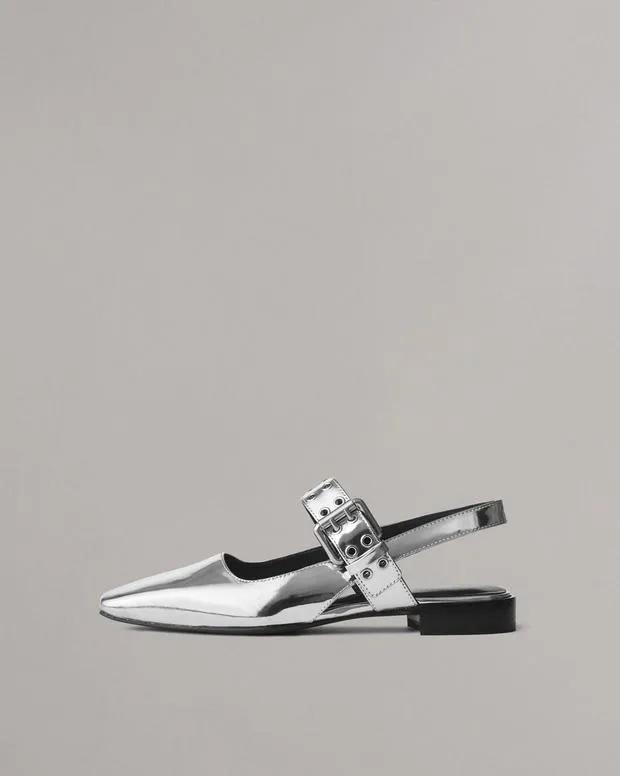 Women Flats Rag and Bone Astra Slingback Flats Silver