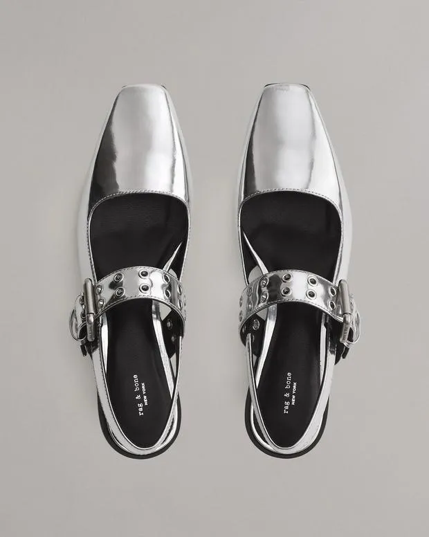 Women Flats Rag and Bone Astra Slingback Flats Silver