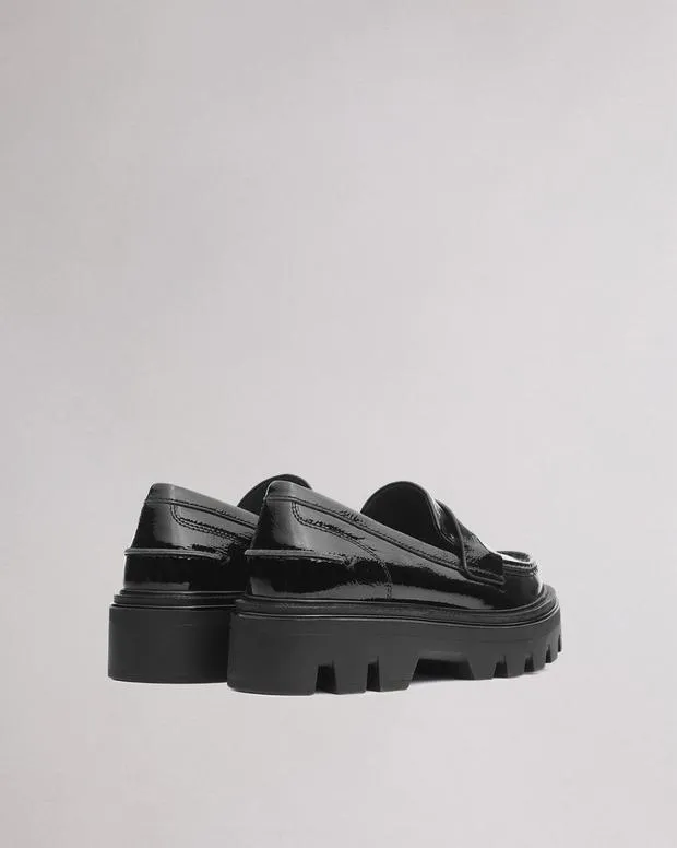 Women Flats Rag and Bone Quinn Leather Loafer Black Patent